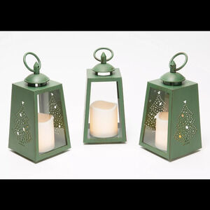 Candle Impressions 7.5" Holiday Tapered Resin Lanterns -Set of 3